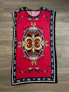 Vibrant Pink Ornate Print Caftan